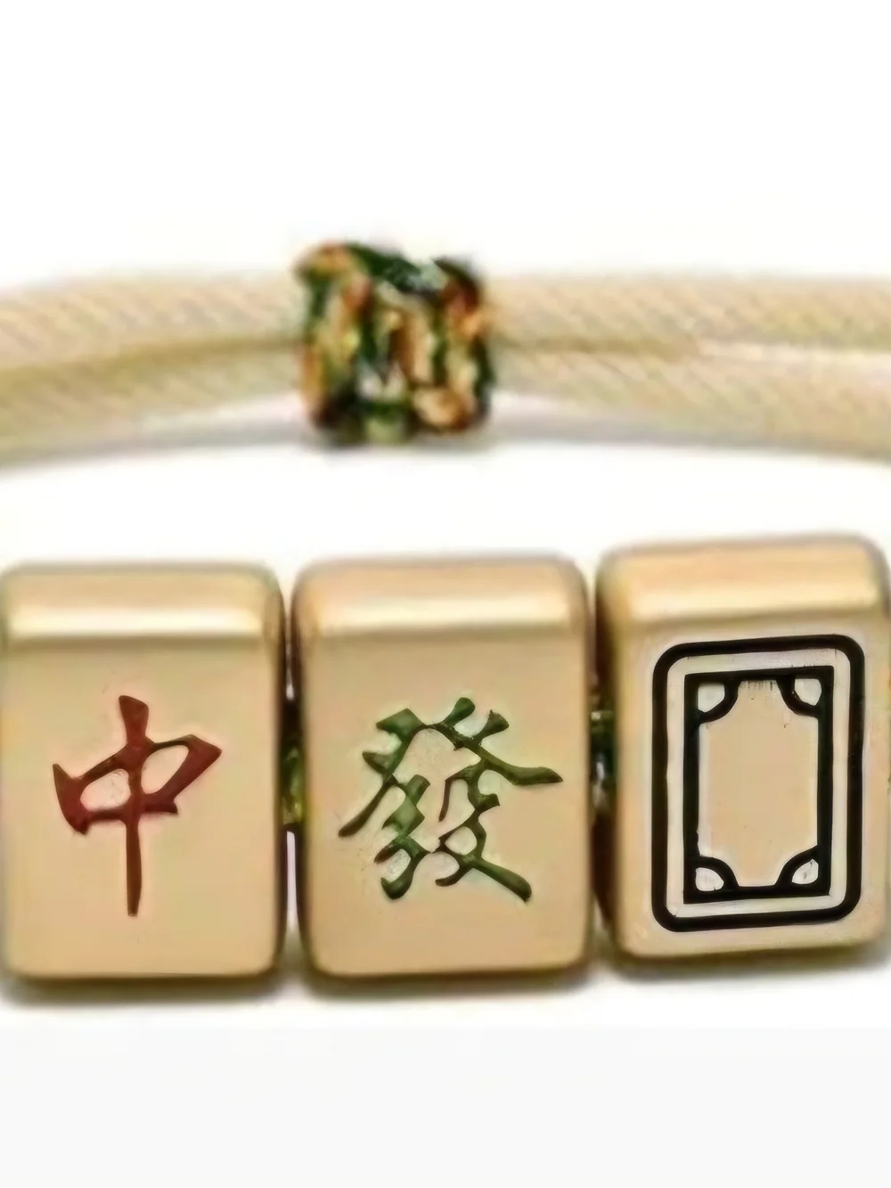 Lucky Mahjong Tile Bracelet Feng Shui Wealth & Success Charm Adjustable Cord